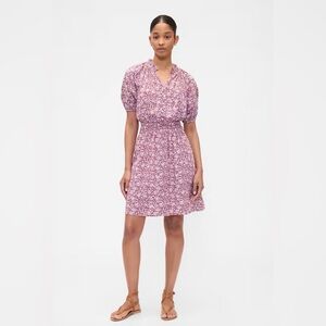 Gap Relaxed Smocked Split-neck Ditsy Floral Print Mini Dress NWT XL Romantic